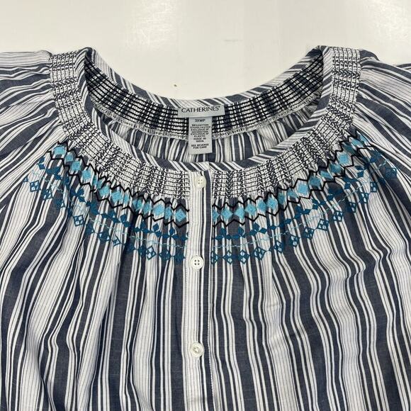 Catherines Embroidered Button Down Peasant Blouse Boho 1/2 Sleeve Size 3XP - Picture 3 of 13